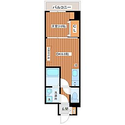 メルベージュ難波サウス3 1DKの間取図画像