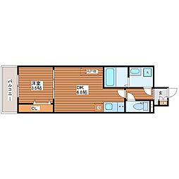 メルベージュ姫島 1DKの間取図画像