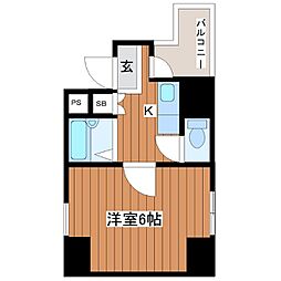 ハイコート駒川 1Kの間取図画像