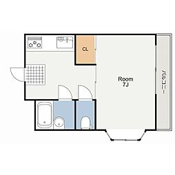 ロイヤル加美パート1 1DKの間取図画像