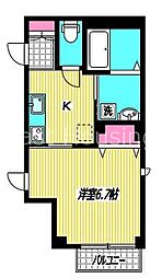 西武新宿線 沼袋駅 徒歩1分の賃貸マンション 1階1Kの間取り