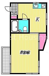 テトラハイム 1Kの間取図画像