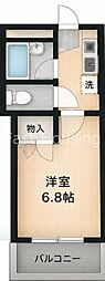 プランセスK2 1Kの間取図画像