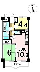 ちょーふ第一マンション 2LDKの間取図画像
