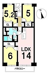 グリーンシティバームハイツ河辺 3LDKの間取図画像