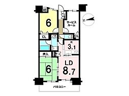 日神パレステージ青梅住江町 2SLDKの間取図画像