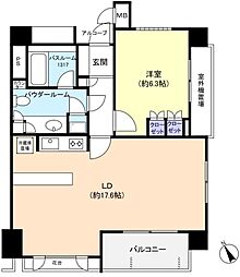 ビヴァーチェ赤坂 1LDKの間取図画像