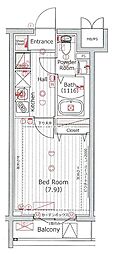 ヴォーガコルテ長原 1Kの間取図画像