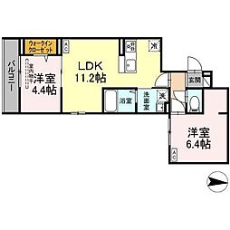 アンソレイエ2 2LDKの間取図画像