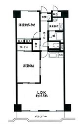 西葛西ハイツC棟 2LDKの間取図画像