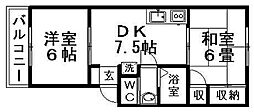 フローラ2 2DKの間取図画像