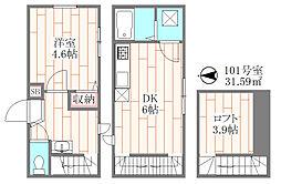 Wresidence 1DKの間取図画像
