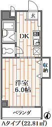 メイプルエイト 1DKの間取図画像