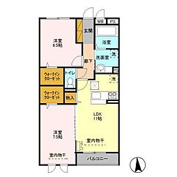 ゼピュロス学園の森L 2LDKの間取図画像