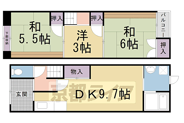 鷹峯上ノ町貸家 -｜京都府京都市北区鷹峯上ノ町(賃貸一戸建3DK・--・59.80㎡)の写真 その2