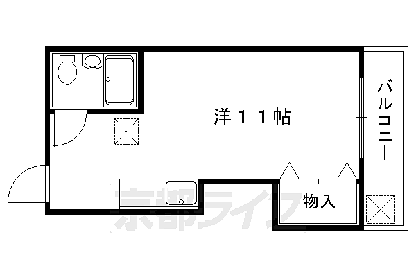 ルミエール蘭 103｜京都府京都市北区上賀茂池端町(賃貸アパート1K・1階・23.55㎡)の写真 その2