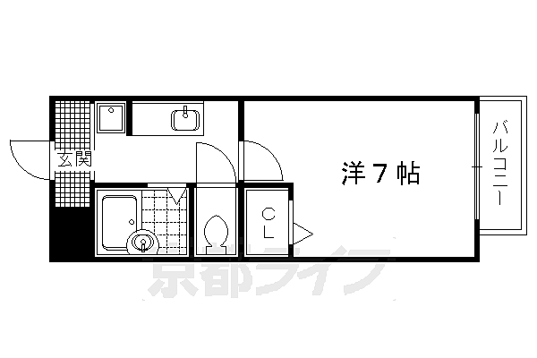 あゆま邸 105｜京都府京都市北区衣笠東開キ町(賃貸マンション1K・1階・21.40㎡)の写真 その2