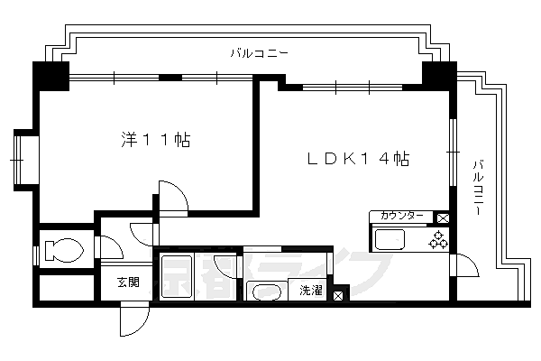 アルモード御所東 1101｜京都府京都市上京区河原町通今出川西入ル大宮町(賃貸マンション1LDK・11階・54.93㎡)の写真 その2