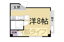 京阪本線 出町柳駅 徒歩15分の賃貸マンション 2階1Kの間取り