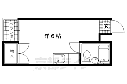 京福電気鉄道北野線 北野白梅町駅 徒歩8分の賃貸マンション 5階ワンルームの間取り