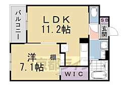 シャルマン唐橋南 1LDKの間取図画像