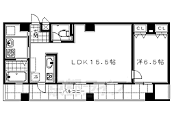 シュシュパルク六条院 1LDKの間取図画像