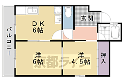 サンクレオ西野 2DKの間取図画像