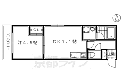 BlandollO&N 1DKの間取図画像