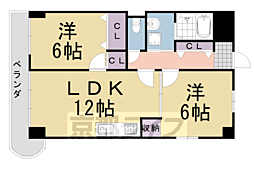 プルーリオン上桂 2LDKの間取図画像