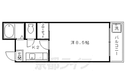 コスモハイツ新町2 1Kの間取図画像