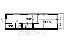 黒田マンション 2DKの間取図画像