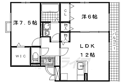 レークタウンB棟 2LDKの間取図画像