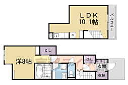 ウエストビレッジ2 1LDKの間取図画像