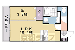 ハピネスクエア桂 1LDKの間取図画像