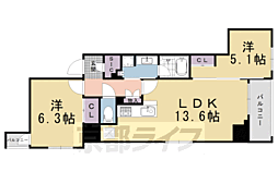 シーンズ京都鴨川河原町 2LDKの間取図画像