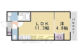 カーサ・フェリーチェ桂 1LDKの間取図画像