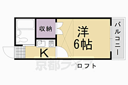 ドムール桂 1Kの間取図画像
