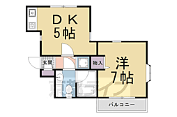 フォーブル花ノ坊 1DKの間取図画像