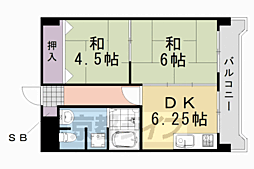 ラ・ティーダ上桂 2DKの間取図画像
