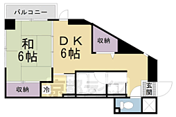 コスモST河原町 1DKの間取図画像