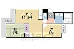 グランドール桂 2LDKの間取図画像