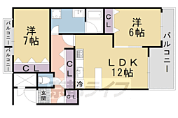 御所西ロイヤルプラザ 2LDKの間取図画像