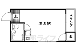 ゴールドテラオ ワンルームの間取図画像