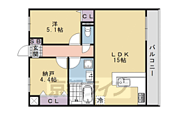 Clair桂 1SLDKの間取図画像