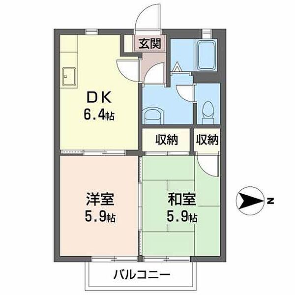 大阪府藤井寺市沢田1丁目(賃貸アパート2DK・2階・45.00㎡)の写真 その2