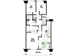 ジオ緑地公園1番館 4LDKの間取図画像