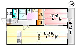 アーバンライフ黒川 1LDKの間取図画像