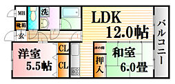 S.S八木ハイツ 2LDKの間取図画像