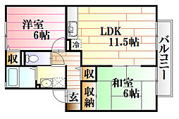 ルミエール小林 2LDKの間取図画像