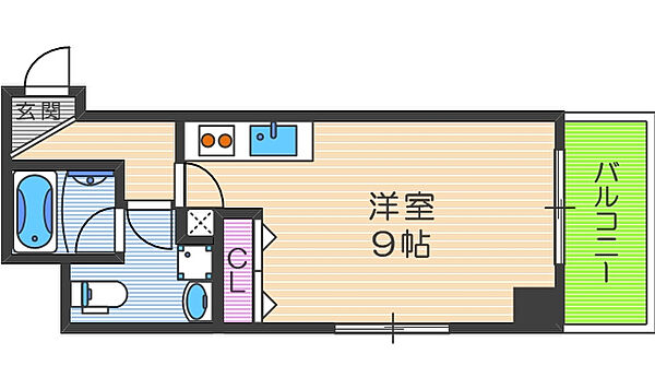 ライブコート北梅田 ｜大阪府大阪市北区豊崎5丁目(賃貸マンション1R・4階・26.62㎡)の写真 その2